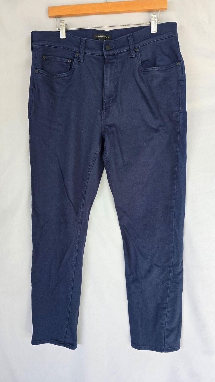 Banana Republic Jeans Mens 34x30 Blue Dark Wash Slim Tapered Stretch Denim Pants